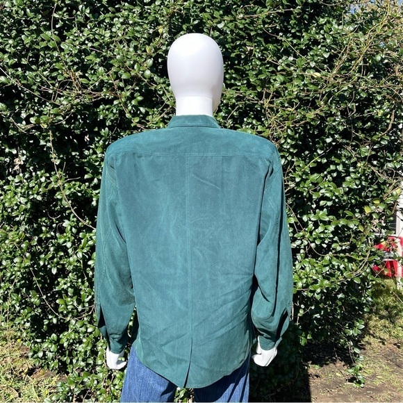 JUST Silk 100% Silk Button Down Forest Green LongSleeve Dress Shirt - Picture 6 of 13